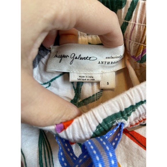 Anthropologie Megan Galante Floral Birds Wide Leg Lounge Pants Size Small - Picture 3 of 8